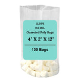 4" X 2" X 12" 0.6 Mil Clear TUF-R LLDPE Gusset Bags