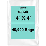 4" X 4" 0.9 Mil Clear Linear LDPE Flat Bags