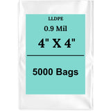 4" X 4" 0.9 Mil Clear Linear LDPE Flat Bags
