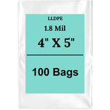 4" X 5" 1.8 Mil Std Linear LDPE Clear Flat Poly Bags