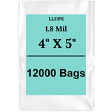 4" X 5" 1.8 Mil Std Linear LDPE Clear Flat Poly Bags