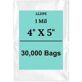 4" X 5" 1 Mil Std Linear LDPE Clear Flat Bags