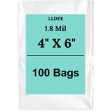 4" X 6" 1.8 Mil Std Linear LDPE Clear Flat Poly Bags