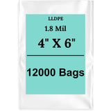 4" X 6" 1.8 Mil Std Linear LDPE Clear Flat Poly Bags