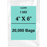 4" X 6" 1 Mil Std Linear LDPE Clear Flat Bags