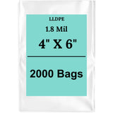 4" X 6" 1.8 Mil Std Linear LDPE Clear Flat Poly Bags