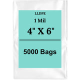 4" X 6" 1 Mil Std Linear LDPE Clear Flat Bags