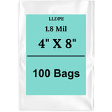 4" X 8" 1.8 Mil Std Linear LDPE Clear Flat Poly Bags