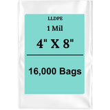 4" X 8" 1 Mil Std Linear LDPE Clear Flat Bags