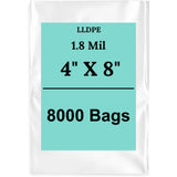 4" X 8" 1.8 Mil Std Linear LDPE Clear Flat Poly Bags