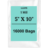 5" X 10" 1 Mil Std Linear LDPE Clear Flat Bags