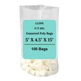 5" X 4.5" X 15" 0.75 Mil Clear TUF-R LLDPE Gusset Bags