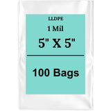 5" X 5" 1 Mil Std Linear LDPE Clear Flat Bags