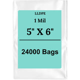 5" X 6" 1 Mil Std Linear LDPE Clear Flat Bags