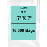 5" X 7" 0.9 Mil Clear Linear LDPE Flat Bags