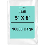 5" X 8" 1 Mil Std Linear LDPE Clear Flat Bags