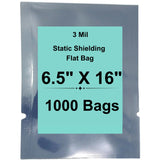6.5" X 16" 3 Mil StratoGrey Static Shielding ESD Bags