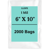 6" X 10" 1 Mil Std Linear LDPE Clear Flat Bags