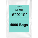 6" X 10" 1.8 Mil Std Linear LDPE Clear Flat Poly Bags