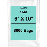 6" X 10" 1 Mil Std Linear LDPE Clear Flat Bags