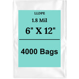 6" X 12" 1.8 Mil Std Linear LDPE Clear Flat Poly Bags