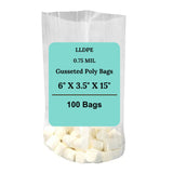 6" X 3.5" X 15" 0.75 Mil Clear TUF-R LLDPE Gusset Bags