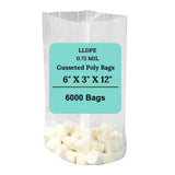 6X3X12 0.75 Mil Clear TUF-R LLDPE Gusset Bags