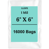 6" X 6" 1 Mil Std Linear LDPE Clear Flat Bags