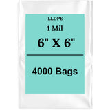 6" X 6" 1 Mil Std Linear LDPE Clear Flat Bags