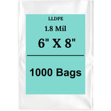 6" X 8" 1.8 Mil Std Linear LDPE Clear Flat Poly Bags