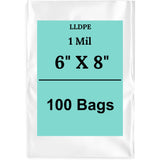 6" X 8" 1 Mil Std Linear LDPE Clear Flat Bags