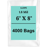 6" X 8" 1.8 Mil Std Linear LDPE Clear Flat Poly Bags