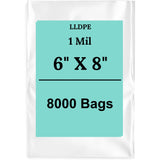 6" X 8" 1 Mil Std Linear LDPE Clear Flat Bags