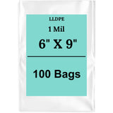 6" X 9" 1 Mil Std Linear LDPE Clear Flat Bags