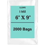 6" X 9" 1 Mil Std Linear LDPE Clear Flat Bags