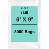 6" X 9" 1 Mil Std Linear LDPE Clear Flat Bags