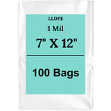 7" X 12" 1 Mil Std Linear LDPE Clear Flat Bags