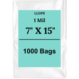 7" X 15" 1 Mil Std Linear LDPE Clear Flat Bags