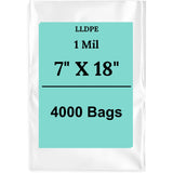 7" X 18" 1 Mil Std Linear LDPE Clear Flat Bags