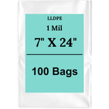 7" X 24" 1 Mil Std Linear LDPE Clear Flat Bags