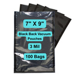 7 x 9 3 Mil co-extruded black back vacuum pouch with clear front for food packaging