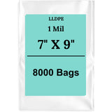 7" X 9" 1 Mil Std Linear LDPE Clear Flat Bags
