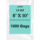 8" X 10" 1.8 Mil Std Linear LDPE Clear Flat Poly Bags