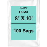 8" X 10" 1.8 Mil Std Linear LDPE Clear Flat Poly Bags