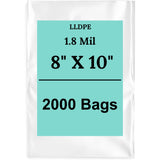 8" X 10" 1.8 Mil Std Linear LDPE Clear Flat Poly Bags