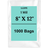 8" X 12" 1 Mil Std Linear LDPE Clear Flat Poly Bags