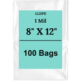 8" X 12" 1 Mil Std Linear LDPE Clear Flat Poly Bags