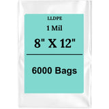 8X12 1 Mil Clear Flat Poly Bags Linear LDPE Open Top