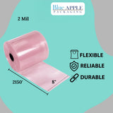 8" X 2150' 2 Mil Pink Anti-Static Poly Tubing Roll