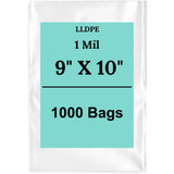 9" X 10" 1 Mil Std Linear LDPE Clear Flat Poly Bags
